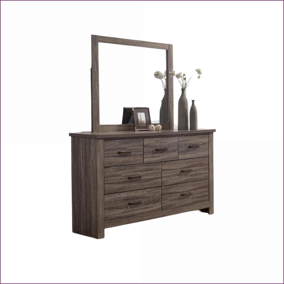 Dressers | Transitional Mid-Century 59 Storage Dresser | Weathered Grey/Brown | Particle Board+MDF | Natural