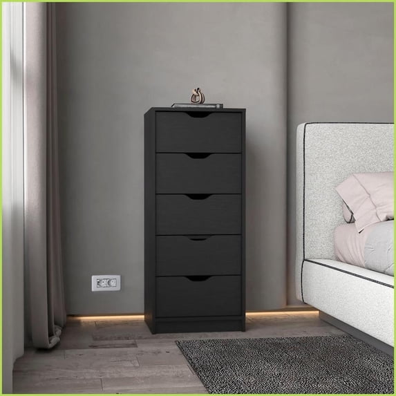 Dresser, White 5 Narrow Drawer Compact | Wenge | Wood