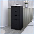 thumbnail image 1 of Dresser, 5 Narrow Drawer Tall Chest with Storage | Black | Particle Board, 1 of 6