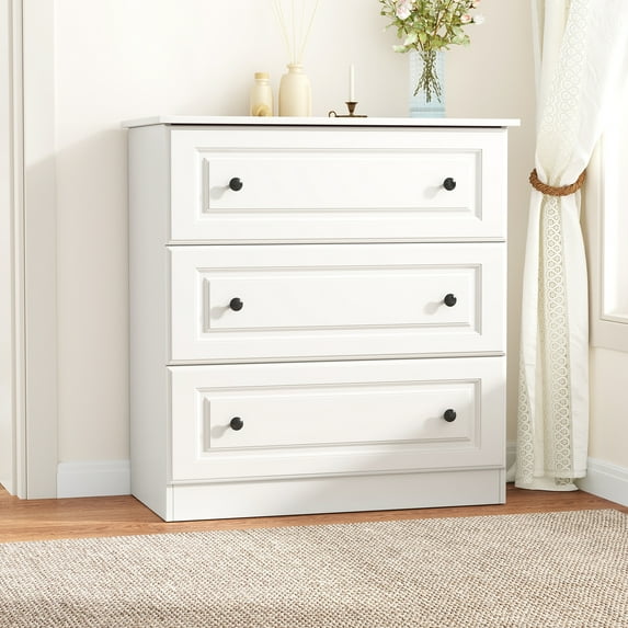 3 Drawer Dresser for Bedroom Furniture - White Storage Chest with Smooth Gliding Drawers, Space Saving for Living Room, Home Office Organization, dresser for kids bedroom