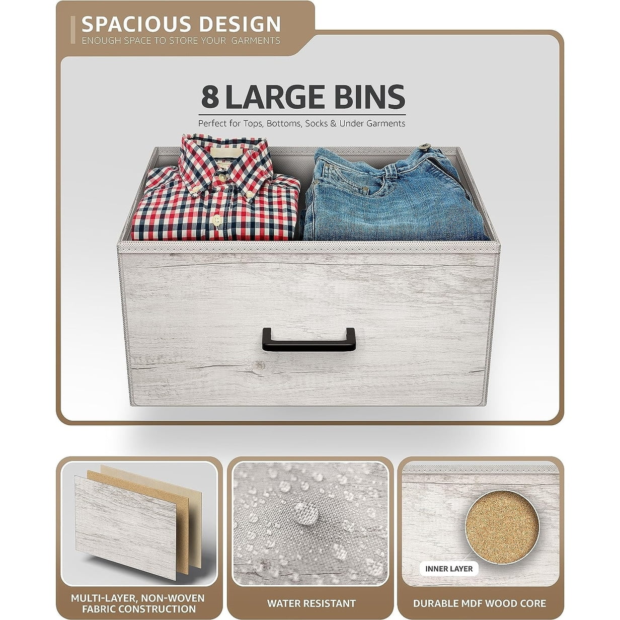 Sorbus Portable & Tall 8-Drawer Dresser, Bedroom Chest of Drawers, Home ...