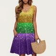 thumbnail image 1 of Dresses Under $10! Xqxayjr Women Mardi Gras Sun Dress with Pockets Knee Length Carnival Parade Party Sleeveless Trendy Wedding Guest Dresses Flowy Swing Summer Casual Tshirt Beach Dress, 1 of 5