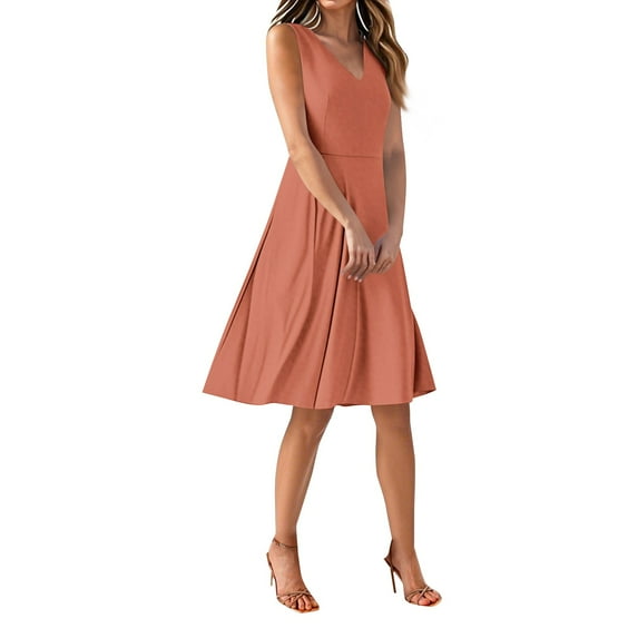 Dresses, Elegant Chiffon Spaghetti Strap V Neck Floral Dress Casual Boho Cocktail Wedding Guest Dress For Summer 2025 Bodycon Beach Party Easter Church Red Dress Short Dresses (S, Saffron) ZMTing