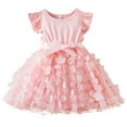 thumbnail image 1 of Dresses For Girls 5-6 Flowers Prints Bowknot Short Sleeve Dresses Cute Tutu Dress Summer Sundress Pink,4-5 Years, 1 of 4