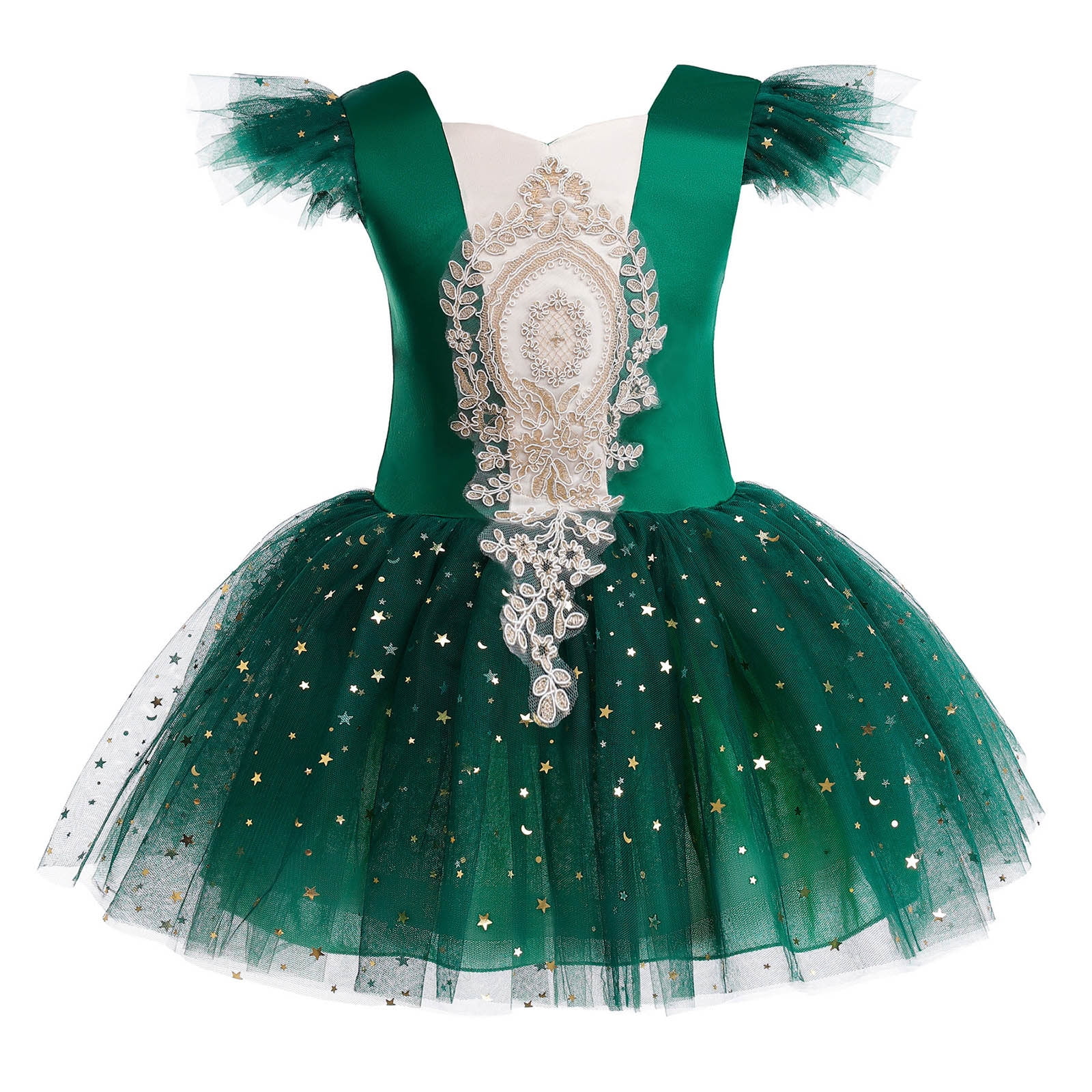 Dresses For Girls Dance Kids Summer Ball Gown Draped Pleat Lace Tiered ...