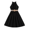 thumbnail image 1 of Dresses For Girls Dress Solid Color Hanging Neck Waist Collection Dress Princess Dress Outwear Girls Casual Dresses,Size 9-10 Years, 1 of 3