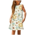 thumbnail image 1 of Dresses For Girls Fashion Cute And Printed Round Neck Sleeveless Casual Floral Dress Size 7-8T, 1 of 5