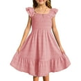 thumbnail image 1 of Dresses For Girls Summer Smocked Sleeveless Solid Casual Sundress With Pockets Crew Neck Black Sizes 3-4 Dress For Girls, 1 of 5