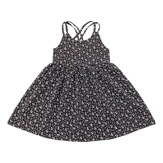 Dresses For Teens Sleeveless Slip Stripe Beach Clothes Casual Daily Wear Girls Dress Black 5-6 Years