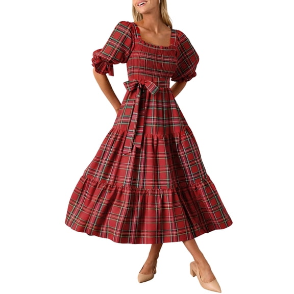 Dresses For Woman Fashionable Polka Dot Long Sleeve Loose Dress Ageless Design Full Length Ankle Skirt round Neck Empire Waist Dress