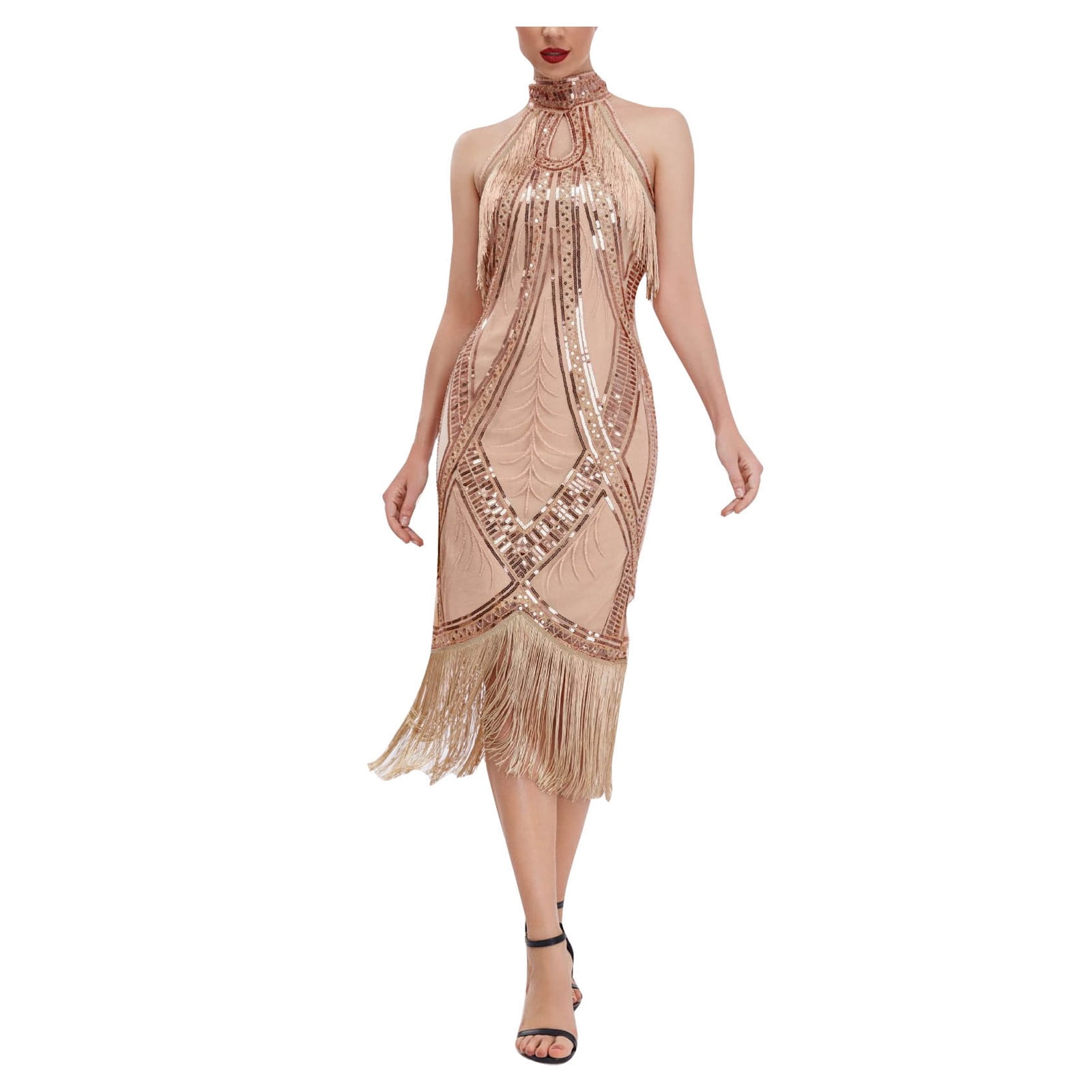 Dresses For Women 1920s Flapper Dress Ersonality Vintage Long Fringe Dress Roaring 22s Sequins Beaded Dress 80S Fancy Dress Men Walmart