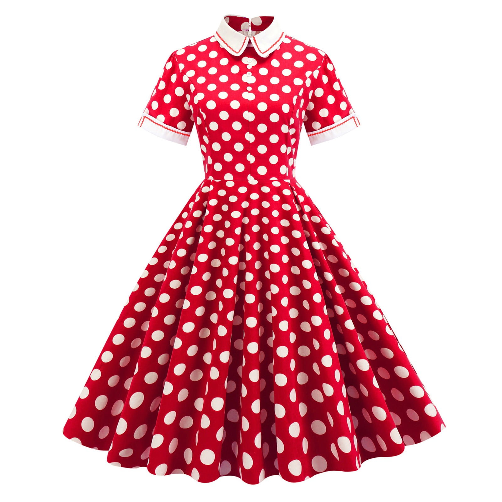 Dresses For Women 2022 Short Sleeved Stand Up Collar Polka Dot Elegant  Temperament Casual Dress 