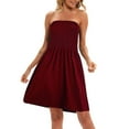 thumbnail image 1 of Dresses For Women 2023 Casual Off Shoulder Strapless Sleeveless Tube Top Dress Soild Beach Coverup Flowy Midi Dress, 1 of 7