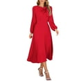 thumbnail image 1 of Dresses For Women 2024 Casual Solid Color Long Sleeve Bow Vintage Dress Flowy Dresses, 1 of 8