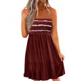 thumbnail image 1 of Dresses For Women 2024 Loose Draped Striped Off The Shoulder Sleeveless Above Knee Beach Vacation Sundress, 1 of 6