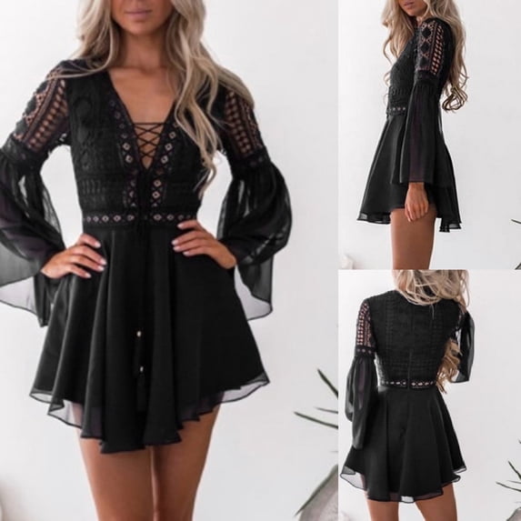 Dresses For Women 2024 Wedding Guest Pencil Lace Long Bell Sleeve Bandage Party Plunge Maxi Beach Vacation Sun Dress