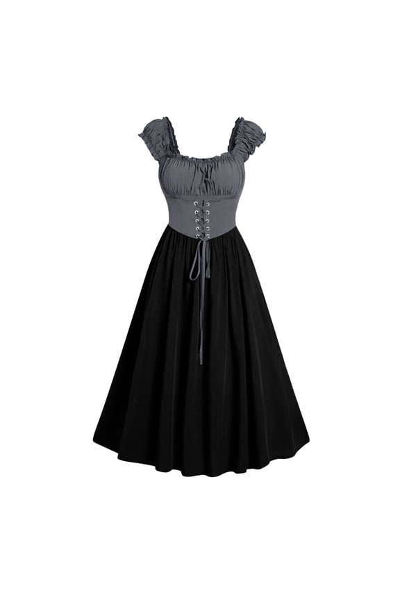 Dresses For Women 2025 Sevevn Women's Plus Size Lace Up Gothic Short Sleeve Shaping With Straps Long Dress Prom Dresses 2025