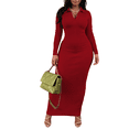 thumbnail image 1 of Dresses For Women Bodycon Maxi Dress Casual Long Sleeve V Neck Long Dresses Sundress Red S, 1 of 6