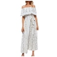 thumbnail image 1 of Dresses For Women One Shoulder Dress Over The Knee Elegant Floral Print Off Shoulder Sleeves Dress, 1 of 8