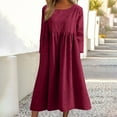 thumbnail image 1 of Dresses For Women Plus Size 2023 Solid Color Long Sleeved Round Neck Dress With Pocket on Clearance, 1 of 6
