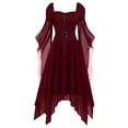 thumbnail image 1 of Dresses For Women Plus Size Fashion Gothic Vintage Midi Dress Croset Long Flare Sleeve Irregular Length Dress Short Sleeve Chiffon Dress Party Dress, 1 of 6