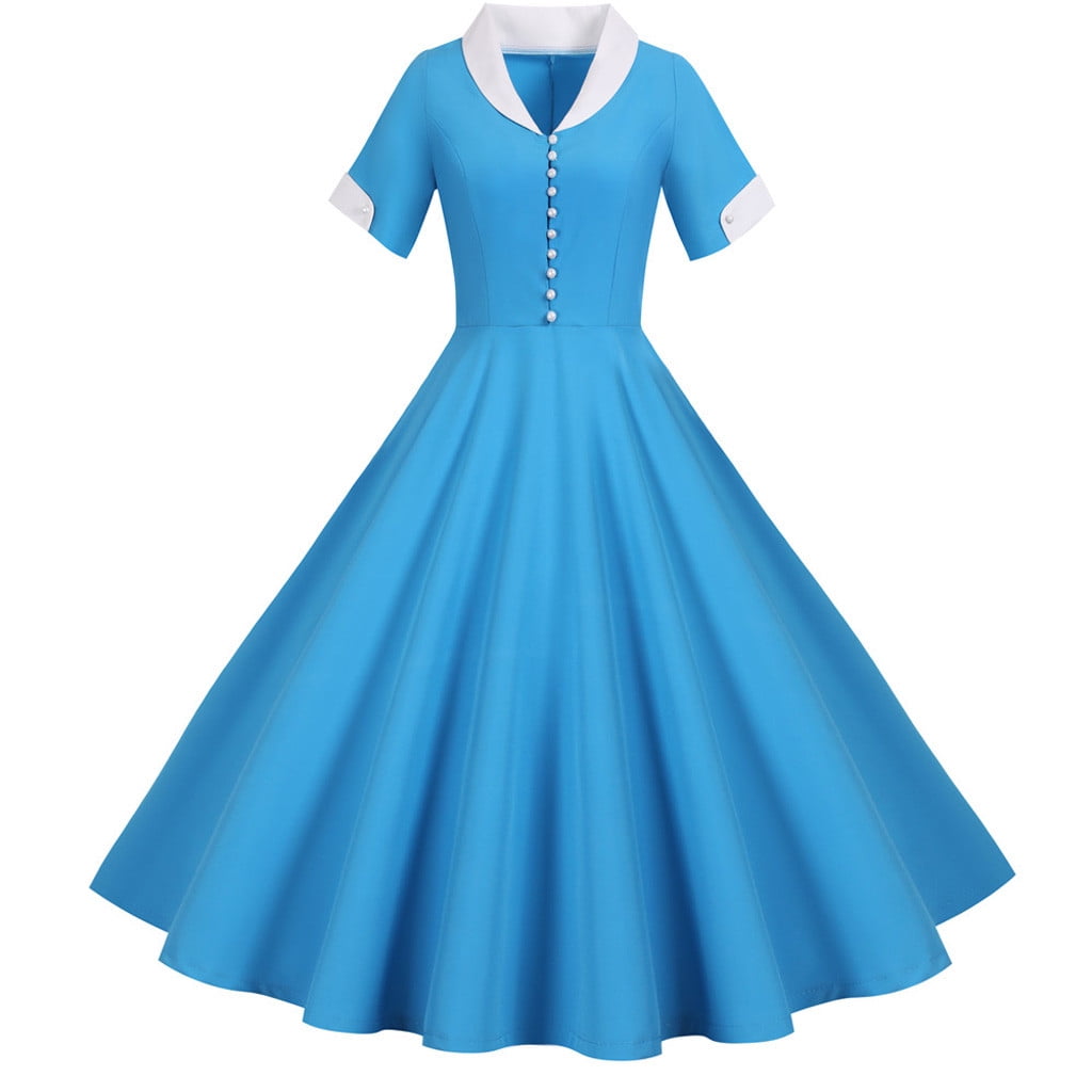 Dresses For Women Plus Size Women's 1950S Retro Dress Short