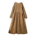 thumbnail image 1 of Dresses For Women Sevevn Women's Long Sleeve Dress 2025 Fall Wedding Guest Smocked Floral Crewneck Ruffle A Line Flowy Mini Dress, 1 of 6
