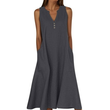 Dresses For Women Sevevn Women's Summer Casual Dress Gradual Sleeveless Neck V-Neck Long Dress