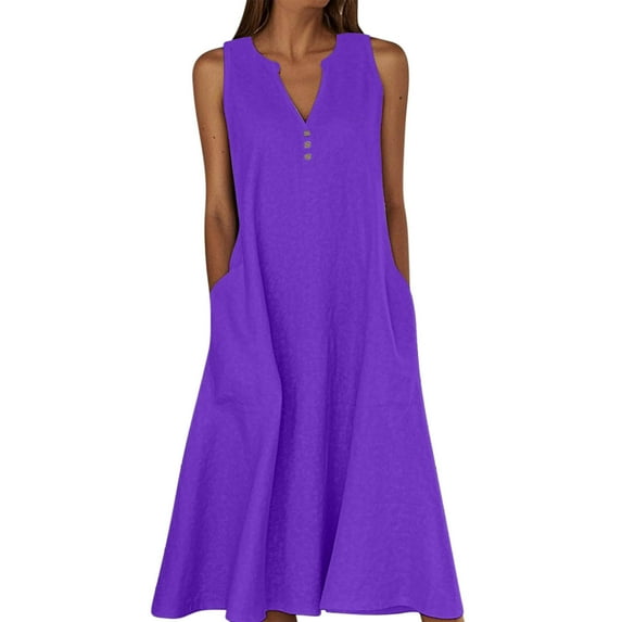 Dresses For Women Sevevn Women's Summer Casual Dress Gradual Sleeveless Neck V-Neck Long Dress