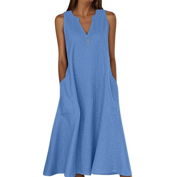 Dresses For Women Sevevn Women's Summer Casual Dress Gradual Sleeveless Neck V-Neck Long Dress