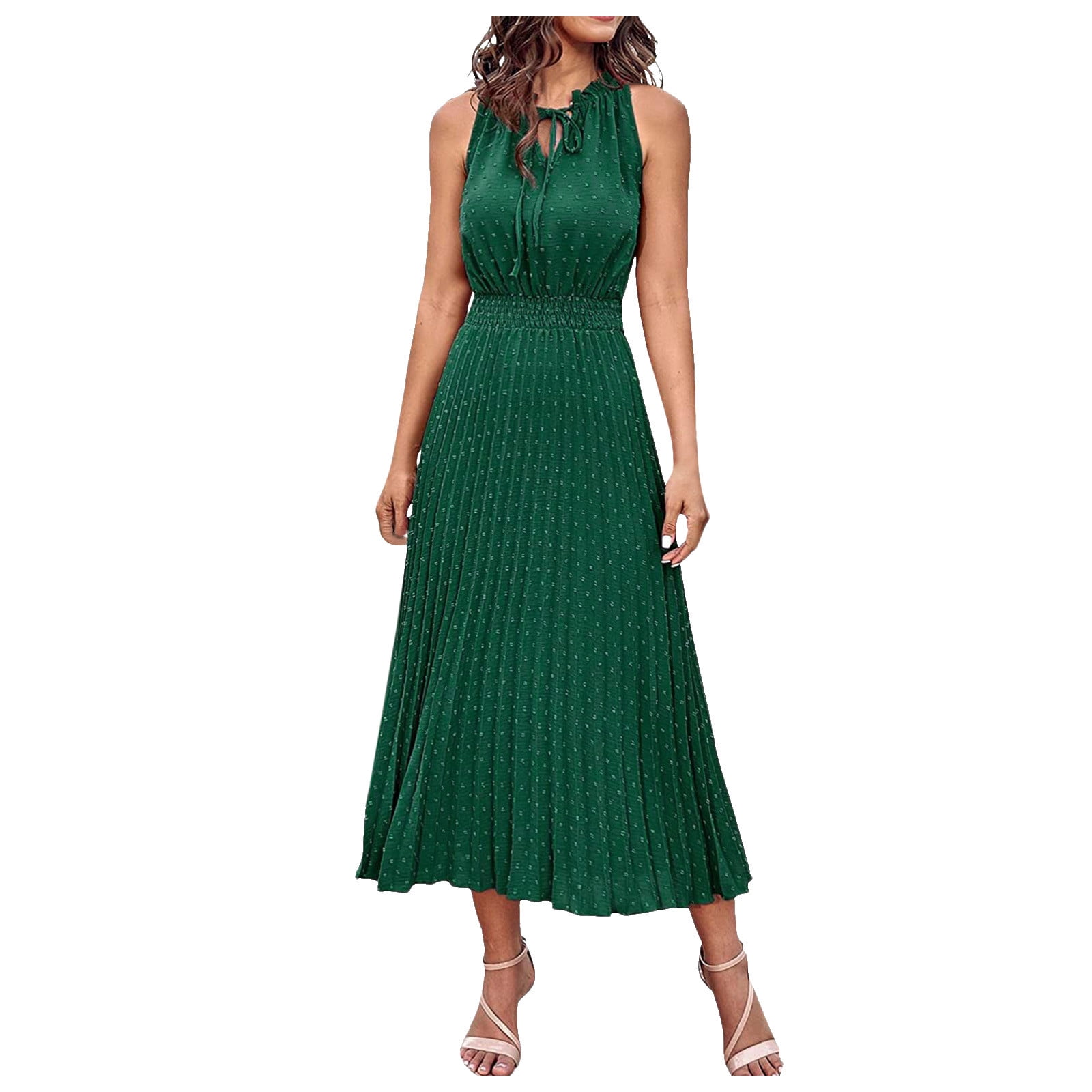Dresses For Women Sleeveless Round Neck Must Have Soft Maxi Dress Solid