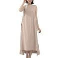 thumbnail image 1 of Dresses For Women Summer Casual Sleeveless Crew Neck Flowy Maxi Tank Dresses Straight Sundresses for Women Trendy Beige Free Size, 1 of 7