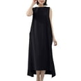 thumbnail image 1 of Dresses For Women Summer Casual Sleeveless Crew Neck Flowy Maxi Tank Dresses Straight Sundresses for Women Trendy Black Free Size, 1 of 7