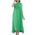 thumbnail image 1 of Dresses For Women Summer Casual Sleeveless Crew Neck Flowy Maxi Tank Dresses Straight Sundresses for Women Trendy Green Free Size, 1 of 7