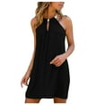 thumbnail image 1 of Dresses For Women Women Halter Neck Beach Sleeveless Shift Above Knee Little Casual Dresses, 1 of 9