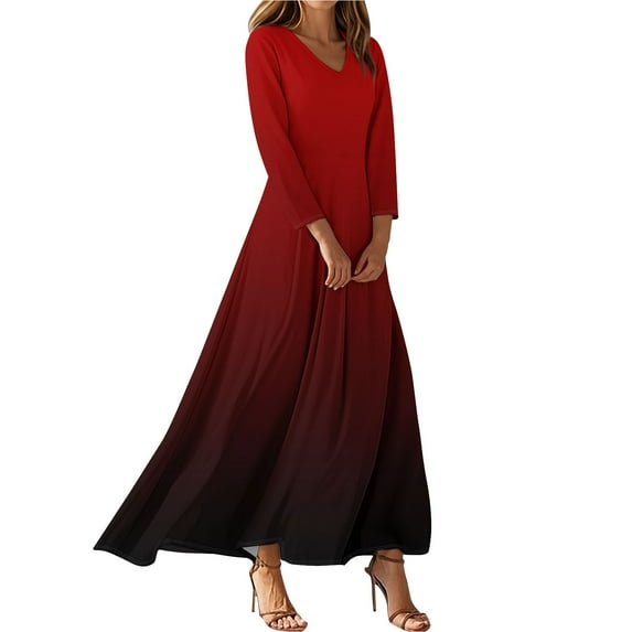 Dresses For Womens Vintage Flower Tunic Waisted Midi Dress Summer Casual 3/4 Sleeve Dress High Waist A Line Flowy Printed Long Dresses