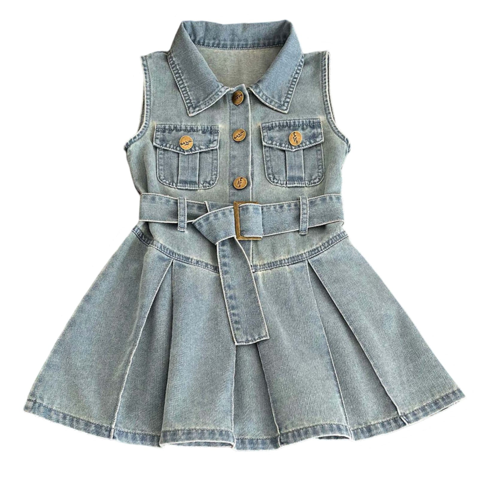 Summer New Girls Sleeveless Denim Vest Dress
