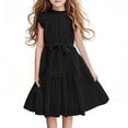 thumbnail image 1 of Dresses for Girls Summer Fall Ruffle Short Sleeve Boat Neck Faux Linen Formal Prom Party Evening Modest Brunch A Line Dresses Homecoming Dress Girls 2026, 1 of 6