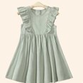 thumbnail image 1 of Dresses for Girls Summer Toddler Kids Girls Solid Sleeveless Casual Dress Breathable Soft Cotton Linen Princess Dresses Toddler Girl Dress Green 2 Years-3 Years, 1 of 3