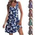 thumbnail image 1 of Dresses Summer Women's Casual With Pockets Summer Boho Beach Dress T-Shirts Dress V Neck Loose Tank Dresses Blue L, 1 of 7