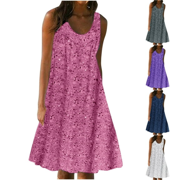 Dresses for Women 2024 Casual Summer Ruffled Flowy Midi Dress Plus Size Dresses for Curvy Women Short Sleeve Crew Neck Loose Sun Dress Beach Dress Navy qILAKOG Size XXXL