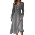 Dresses for Women 2024 High Waisted Sundress Long Sleeve VNeck Boho