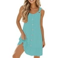 thumbnail image 1 of Dresses For Women 2025, Sleeveless Button Down Boho Pleated Midi Dress 2025 Casual Elegant Church Wedding Guest Dress Summer Beach & Easter Parties Cotton Cocktail Outfit (XXL, Light Blue) ZMTing, 1 of 2