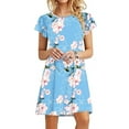 thumbnail image 1 of Dresses for Women 2025 Women'S Summer Dress Sleeveless Ruffle Sleeve Round Neck Mini Dress Solid Loose Short Flowy Dress Wedding Guest Dresses for Women Sky Blue M, 1 of 6