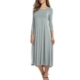thumbnail image 1 of Summer Casual Dresses for Women Baeitkot Women's Fashion Cotton Solid Color Round Neck 3/4 Sleeve Dress Comfortable Casual Waist Hem A-Line Long Dresses, 1 of 5