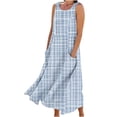 thumbnail image 1 of Dresses for Women Loose Casual Floral Printed Maxi Long Dress Plus Size Sleeveless Round Neck Dresses with Wide Pocket Summer Beach Boho Tank Dress Tshirt Dresses for Ladies, 1 of 5