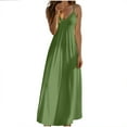 thumbnail image 1 of Dresses for Women Plus Size Akafmk Summer Dresses for Women Casual Dresses,Solid Color V-Neck Long Dress Sleeveless Spaghetti Straps Maxi Dresses Loose Fitting Flowy Boho Dress, 1 of 5