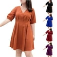 thumbnail image 1 of Akafmk Summer Dresses for Women Casual Dresses,Solid Color V-Neck Short Dress Short Sleeve Mini Dresses Loose A Line Beach Sundress, 1 of 5