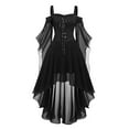 thumbnail image 1 of Dresses For Women Plus Size Fashion Gothic Style Vintage Midi Dress Croset Long Flare Sleeve Irregular Length Dress Short Sleeve Chiffon Dress Party Dress, 1 of 4