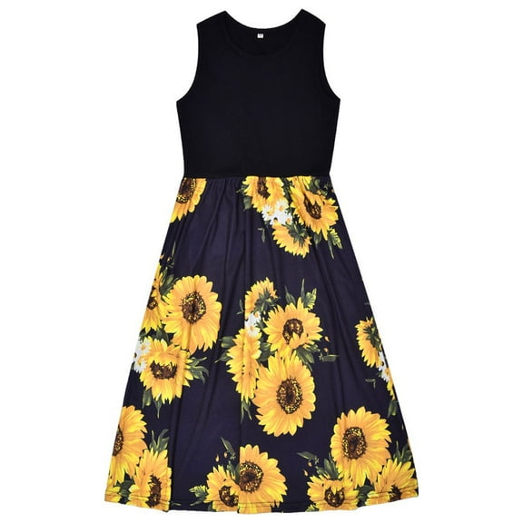 Dresses for Delicate Girls, Mommy and Me Dress Matching Outfits Floral Printed Sleeveless Tank Maxi Dress for Mother and Daughter